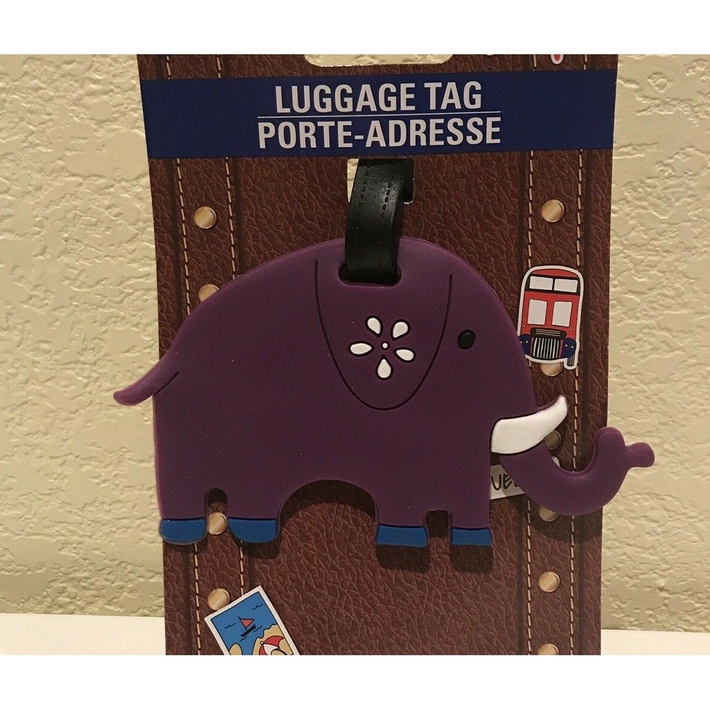 On The Go Luggage Backpack Tag Purple Elephant Tag Vacation Traveling New